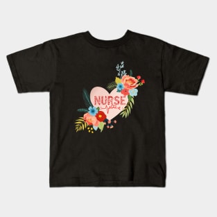 Floral nurse heart Kids T-Shirt